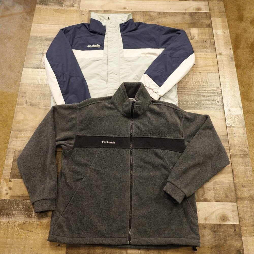 Columbia Interchange 3-in-1 Jacket Men’s XL Gray‎ Navy Convertible Fleece Liner